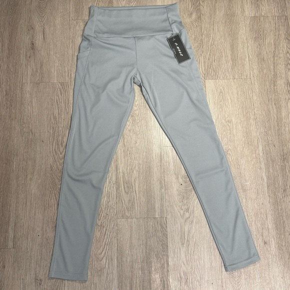 New Grey Leggings W/ Side Pockets Size S/M - Picture 1 of 7